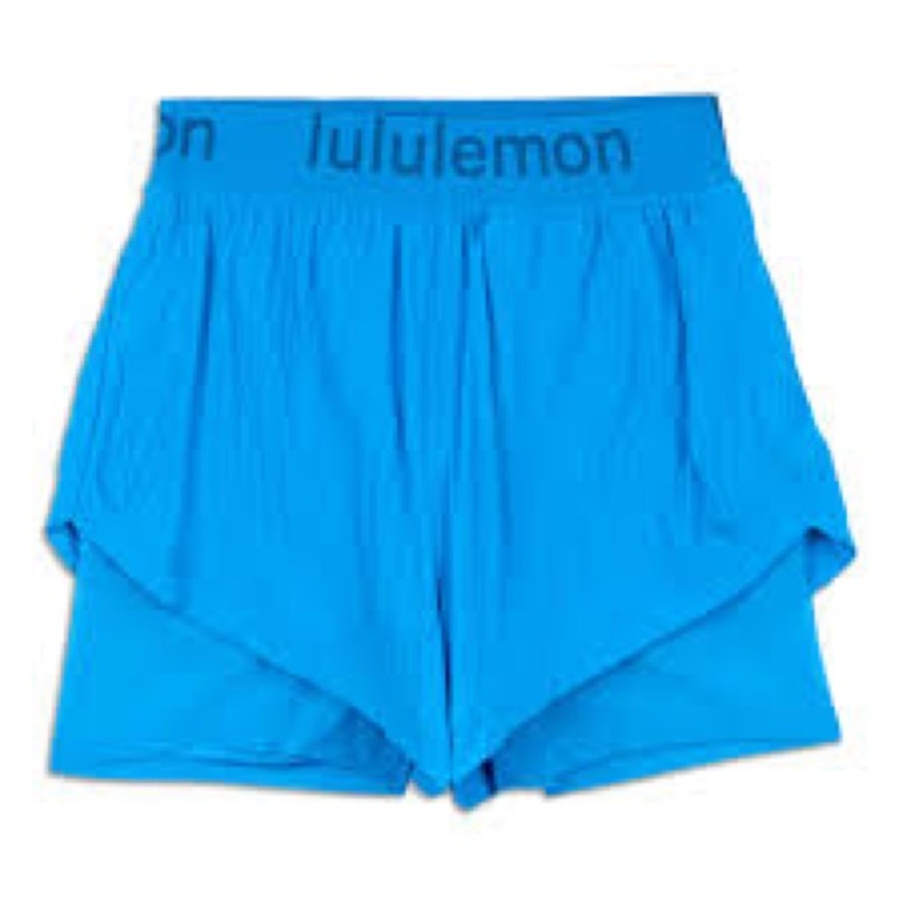 Lululemon logo waistband HR short blue size 8